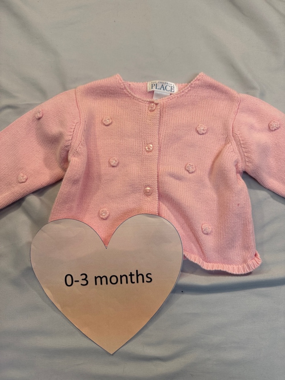 The Children's Place - 0-3M - Soft Pink Knit Baby Sweater Cardigan